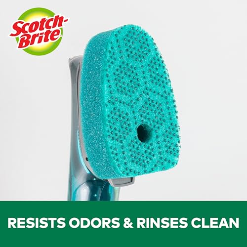 Image of Scotch-Brite Advanced Soap Control Heavy Duty Dishwand,1Dish Wand,Prevents Soap from Leaking,Leak-Free Guarantee,Best for Cast Iron Skillets & Grill Grates,Fits All Scotch Brite Refills(Pack of 4)