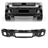 HECASA 3Pcs Front Bumper Face Bar Compatible with 2009-2014 Ford F150 Replacement for 9L3Z17757DPTM FO1002413 Electrophoresis Black w/Fog Light Holes Steel Unassembled