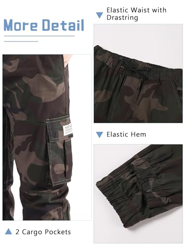Image of NATUST Boys Cargo Joggers Drawstring Jogging Pants Kids Elastic Waist Trousers 5-14 Years