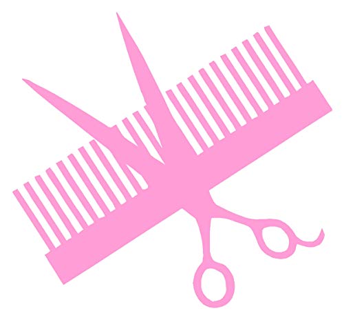 Sassy Stickers Comb and Scissors Pink Decal Hairdresser Beautician Barber Pink Sticker
