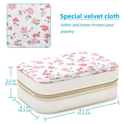 Boîte à bijoux portable à imprimé fleurs roses pour voyage