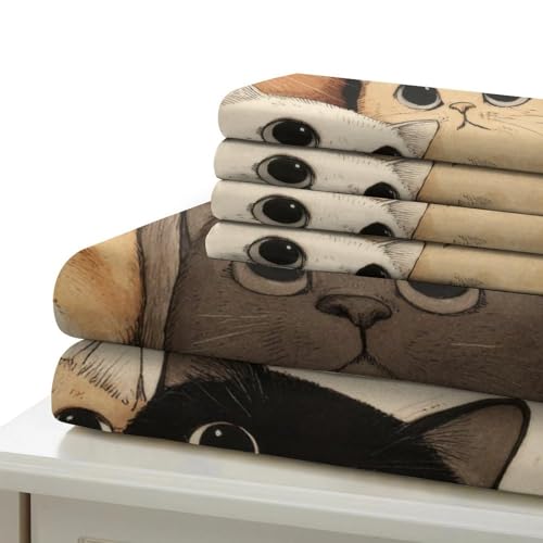 Housse de couette microfibre chat 3D 220x240 cm avec 2 taies