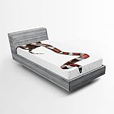 Lunarable Reptile Fitted Sheet, Wild Milk Snake Enjoying Life Creepy Creature Nature Themed Jungle Scene Print, Bed Cover with All-Round Elastic Deep Pocket for Comfort, Twin Size, Red Brown