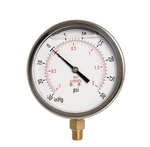 Manomètre de pression d'huile 30 PSI pour circuit hydraulique et montage inférieur 1/4
