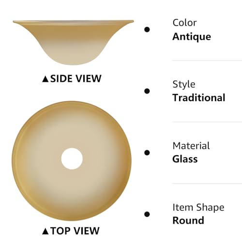 Image of Antique Glass Lamp Shade for Floor lamp, Alabaster Torchiere Lamp Shade Replacement, Floor Lamp Replacement Parts (Antique, 12'')