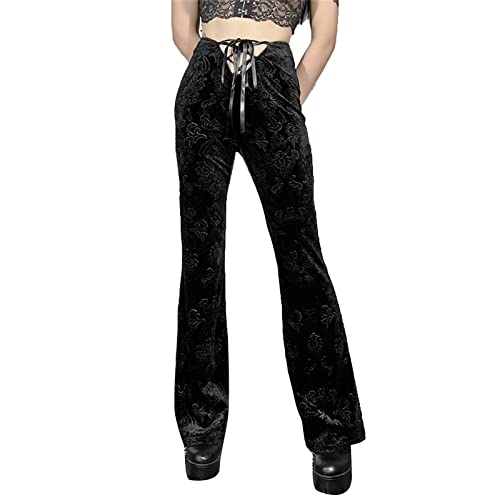 Each women Pantalon DéContracté Steampunk pour Femmes Taille Basse Pansement Creux Pantalon éVasé Sexy