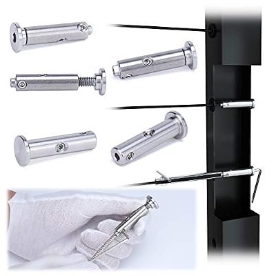 Muzata 10Set Cable Railing kit Invisible Swageless 1/8" Turnbuckle Tensioner Terminal Hidden Flat Head for 2"-6" Wood Metal Post Deck Stairs Edgeless System CB05,CL1 CV1 CV2