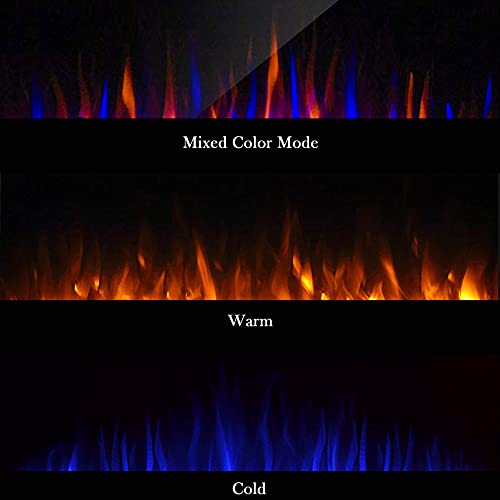 Masarflame 42" Recessed Electric Fireplace Insert, 5 Flame Settings, Log Set Or Crystal Options, Temperature Control By Touch Panel & Remote, 750/ 1500W Heater, Black #TOP2