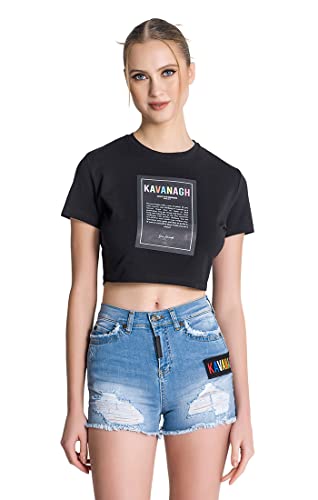 T-Shirt Cropped Femme Gianni Kavanagh en Coton Premium Black Chromatica