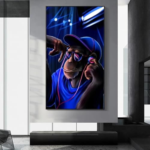 Toile DJ Monkey avec cadre : solution déco moderne pour salon terne 30x60cm