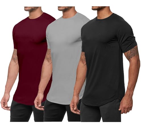 T-shirt de sport moulant homme à ourlet allongé anti-remontée