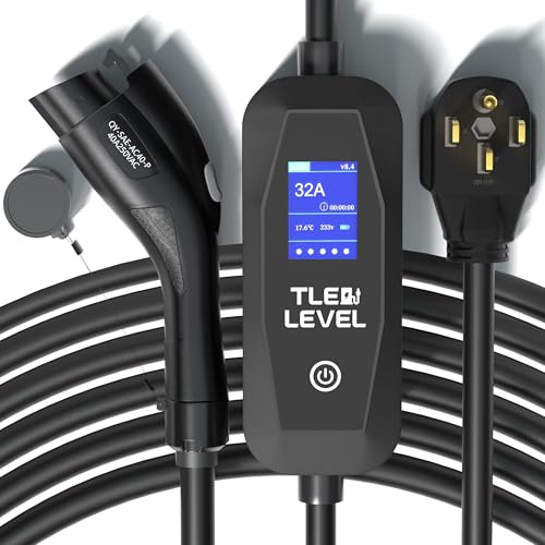 TLE LEVEL Level 2 EV Charger - Portable 40 Amp 9.6kW EV Charger, NEMA 14-50 Plug Electric Vehicle Charging Stations for J1772 Electric Cars, 25' Cable Smart 240V EV Chargers for Home