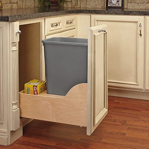 Image of Rev-A-Shelf Single Pullout Trash Can w /Soft-Close, Min Opening 12 inch W, 50 Qt