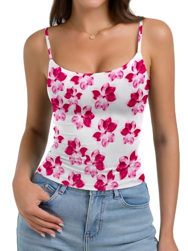 Image of PINKMSTYLE Women's Basic Double Lined Scoop Neck Tank Tops Adjustable Cami Tank Summer Sleeveless Tops