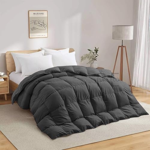 Image of PURE ECO 600 GSM Down Alternative Comforter for Single Size (60 inchX90 inch) - 600 GSM Heavy Winter Comforter /Rajai /Duvet /Blanket Microfiber Super Soft Fluffy for Winter Single Size - Dark Grey Color