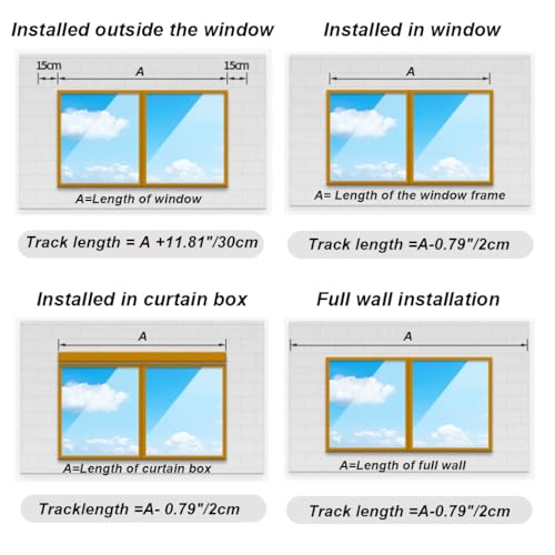 Varillas de aluminio para montaje en pared de doble riel, cortineros grises de 80 cm de salón 8
