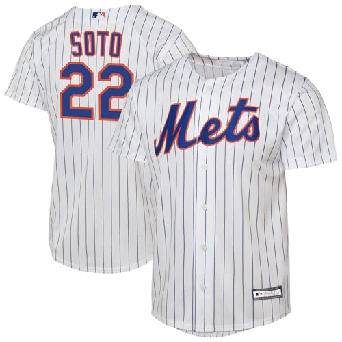 Juan Soto New York Mets MLB Kids Youth 8-20 White Home Player Jersey (US Numeric 8 Regular Juan Soto New York Mets White)