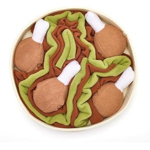 Injoya Chicken n Gravy Snuffle Toy for Dogs, Interactive Dog Treat Puzzle, Dog Plush Toy Chew Toy, Machine Washable Dog Enrichment Toy, Made of Recycled Materials, Small to Large Dog Sizes
