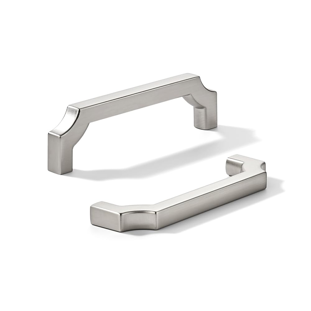 khtumeware 2-Pack 96mm Brushed Satin Nickel Cabinet Pulls, Solid Zinc Alloy Heavy-Duty Handles for Kitchen/Bathroom Cabinets, Drawers & Cupboards (3-3/4 Inch Center to Center)