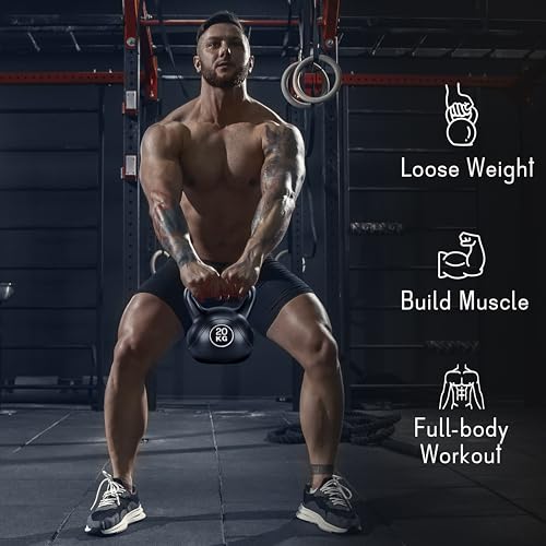 FK Sports Kettlebell | Heavy Weight Vinyl Kettlebells for Exercise Home Gym Workout | 4kg, 6kg, 8kg, 10kg, 12kg, 14kg, 16kg, 20kg, 24kg Kettlebell Weight Set for Women & Men - Image 3