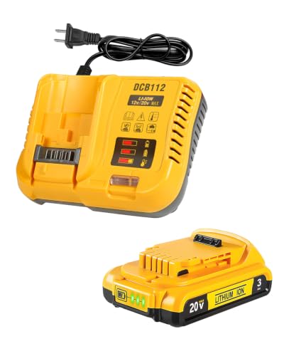 TeenPower Upgraded 3Ah 20V Replacement for Dewalt 20V Max Battery with DCB112 Charger 12/20V Charger