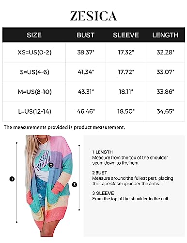 Zesica Women's 2023 Fall Long Sleeve Striped Color Block Open Front Draped Loose Knit Lightweight Cardigan Sweater Coat,Medium #TOP4