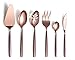 Berglander Juego de cubiertos para servir de 6 piezas con mango de superficie lunar y cabeza de oro rosa brillante chapado en titanio acero inoxidable, cobre cuberteria cucharas utensilios