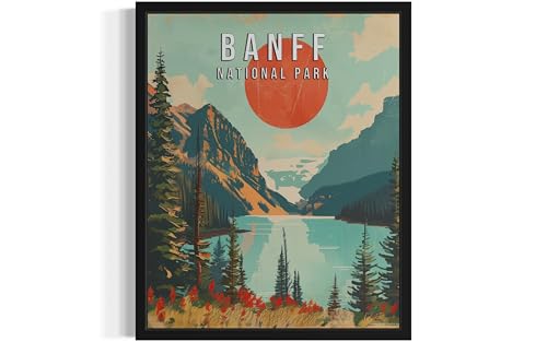 Banff National Park Wall Art Poster Print, Canada Landscape Scenery Landmarks Decor Travel Poster Vintage Art Work for Living Room and Bathroom A4 (Banff National Park, 8 x 10 inches, Unframed)