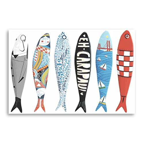 Art Peinture sur Toile Animal Sardine 50x70cm de ENDIQIAO