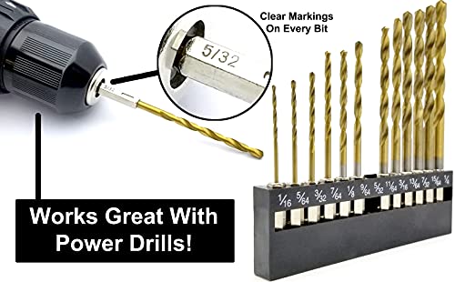 Vetco Titanium Nitride Drill Bit Set - 13 Pieces Hex Shank Quick Change Speed Lock Wood Plastic Aluminum #TOP1