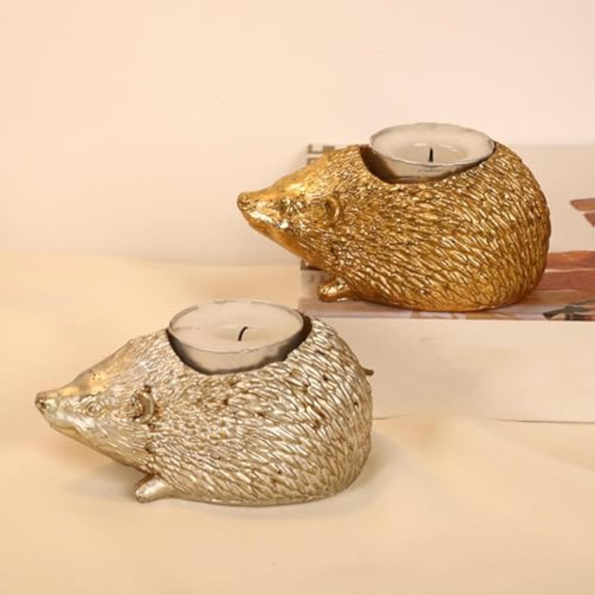 Hedgehog Candlestick Decorative Candle Holder, Silver