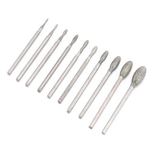 AllGIFT Grinding Burr 10pcs Emery Carborundum Non-Metallic Carving 2.35mm Shank Diamond Burr Bits Industry Tool Polishing Kits Carving, Engraving, Grinding