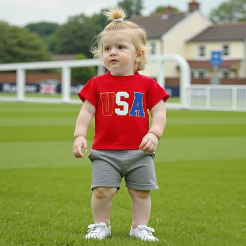 4TH of July Mommy and Me Matching Shirt Outfit Short Sleeve USA Embroidery Patriotic Independence Day T-Shirt Top3