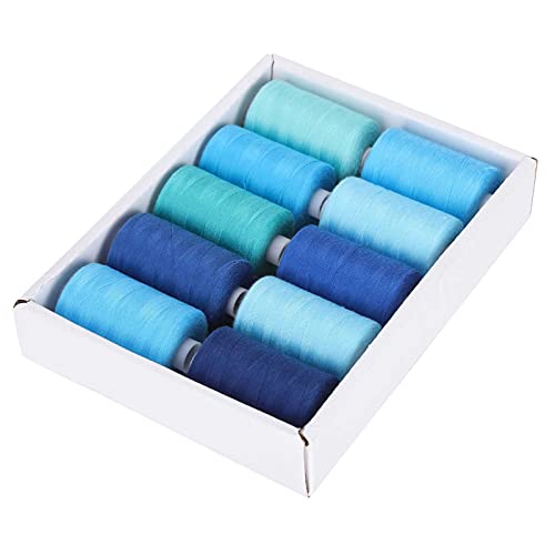 Hilos de costura en rollos AYNEFY 10 colores azul con caja miniatura 7