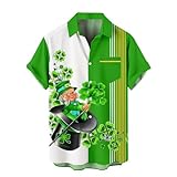CGGMVCG St. Patricks Day Hemd für Herren, Button-Down-Shirt, Hawaii-Hemd, kurzärmelig, lässig, St. Patricks Day Shirt, Z06 Gelb, XX-Large