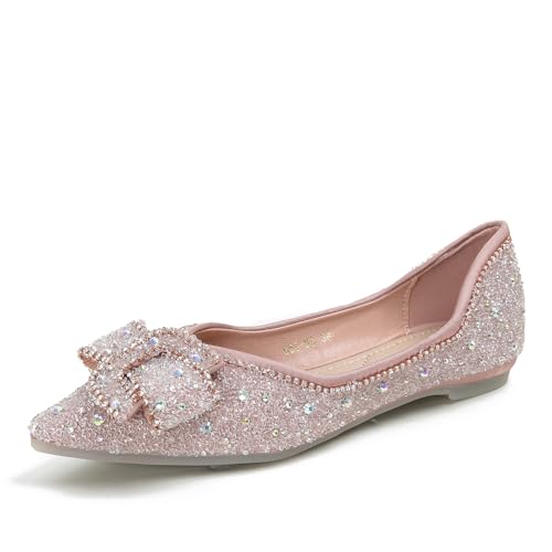 Women's Flats Shoes Pointed Toe with Bow Tie Ballet Flats Comfortable Dress Shoes