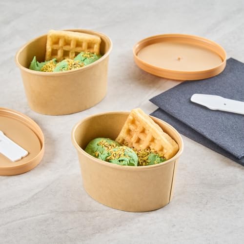 Image of Coppetta 6 Ounce Dessert Cups, 200 Greaseproof Ice Cream Cups - Lids Sold Separately, For Hot And Cold Foods, Kraft Paper Yogurt Bowls, Disposable, For Sundaes, Mousse Or Puddings - Restaurantware