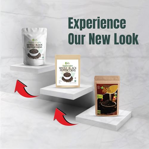 True Organic Black Peppercorns, 1 lb, Steam Sterilized, USDA & Kosher Certified, Premium Grade, Gluten-Free Non-GMO Peppercorns Whole, Perfect for Grinder Refill [ Bulk, 16 oz ] - Thumbnail 2