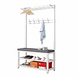 【Soporte adicional】 A diferencia de otros percheros, este perchero tiene 2 varillas de metal extra fuertes entre los ganchos para una mejor estabilidad y resistencia. Gancho de metal y puede moverse hacia la izquierda y hacia la derecha (capacidad de carga de cada gancho: 3 kg).
