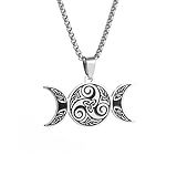 Collar unisex de bruja con triple luna, pentáculo, trisquele, protección en espiral, collar de nudo celta pagano, joyas, regalos