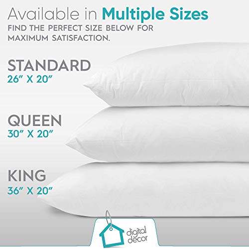 Digital Decor Set Of 2 100% Cotton Hotel Pillows - Made In Usa Hypoallergenic Pillows With Down Alternative Fiber Fill For Side & Back Sleepers - Three Comfort Levels - (King, Silver/Soft) #TOP7