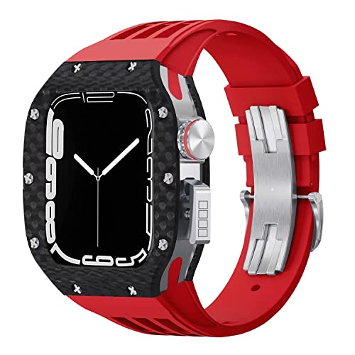 CEKGDB �J�[�{���t�@�C�o�[�E�H�b�`�P�[�X+�E�H�b�`�X�^�[�v���b�h�L�b�g�AApple Watch�P�[�X44mm 45mm�p�A�����C���C���L�b�g�t�b�f�o���h�AIWatch 8 7 6 5 4 SE 45 44mm�p(COLOR 11,45MM)