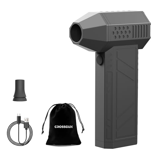 CROSSGUN Compressed Air Duster - Mini Jet Fan - Powerful Cordless Air Duster, 4 Gear Adjustable Electric Air Blower Reusable No Canned Air Duster for PC Car Desk Gaming Motorcycle (Black)