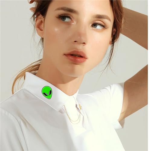 WCRAZYE Green Alien Brooch Pin for Women Girls Cute Funny Enamel Cartoon Universe Spaceship Alien Head Brooches UFO Alloy Pins Badge for Backpacks Planet Pins for Jackets4