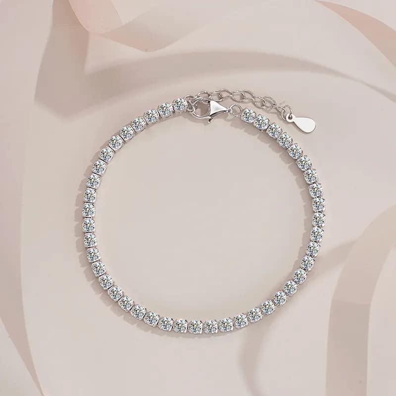 3mm Moissanite Tennis Armband für Frauen 925 Sterling Silber Diamant Kette Armbänder Armreif mit