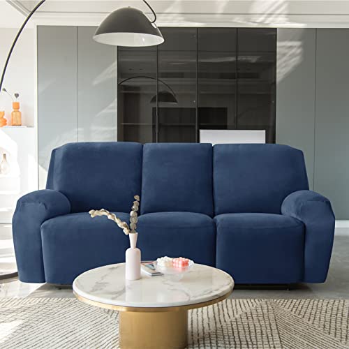 Housse pour canapé inclinable 3 places en velours lavable protégeant des animaux - 3