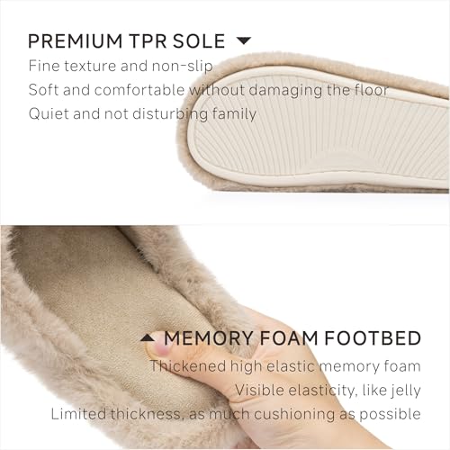 Chantomoo Womens Slippers Memory Foam Fuzzy Cross Band Faux Fur Slippers for Women Gift4