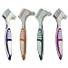 Gus Craft 4-Pack Denture Cleaning Brush Set- Premium Hygiene Denture Cleaner Set For Denture Care- Top Denture Cleanser Tool w/ Multi-Layered Bristles & Ergonomic Rubber Handle (Multiple Colors)