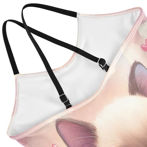Girl Bathing Suits 3-10 Y Beach Swimwear, Cute Cat Strawberry4