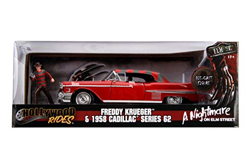 Jada Toys 1:24 Nightmare - '57 Cadillac W/Figure, Red, Standard, 26066 #TOP6